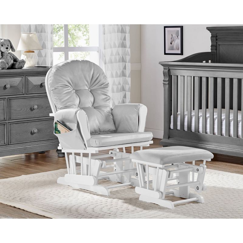 Suite Bebe Mason Glider and Ottoman - White Wood and Gray Fabric, 3 of 6