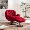 CAVINAS Velvet Upholstered Accent Chair with Black Base and Ottoman,Modern Upholstered Chair and Ottoman Sets for Living Room - 4 of 4