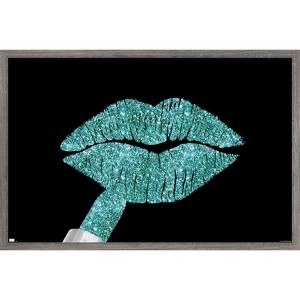 Trends International Tina Lavoie - Aqua Glitter Lipstick Framed Wall Poster Prints - 1 of 4