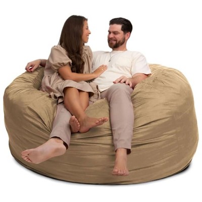 Ultimate Sack 6ft Bean Bag Chair, Oversized Comfortable Indoor Floor Lounger, Giant Foam-Filled Furniture for Relaxing, Camel Suede