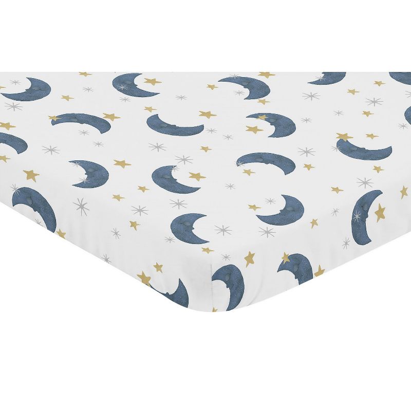 Sweet Jojo Designs Boy or Girl Gender Neutral Unisex Baby Fitted Mini Crib Sheet Bear and Moon Blue Gold and Grey, 3 of 6