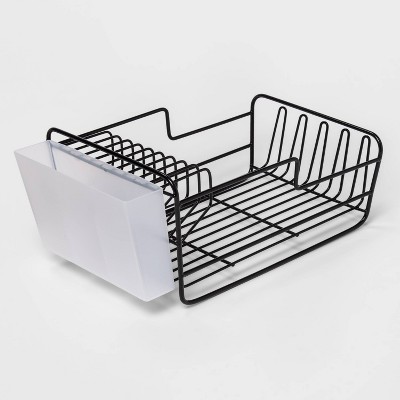 17" x 6.9" x 9.5" Space Saver Dish Rack with Utensil Tray Black - Threshold™