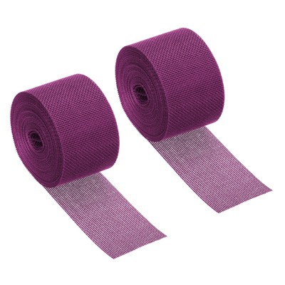 Unique Bargains DIY Crafts Decoration Soft Burlap Fabric Wired Ribbon 2 Pcs