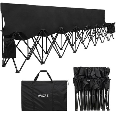 APRILSOUL Portable Folding Team Bench, 8 Seats Foldable Sideline Benches, Soccer Chair with Bag and Backrest, Adult Team Chair Black
