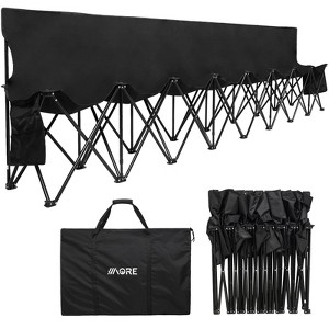 APRILSOUL Portable Folding Team Bench, 8 Seats Foldable Sideline Benches, Soccer Chair with Bag and Backrest, Adult Team Chair Black - 1 of 4