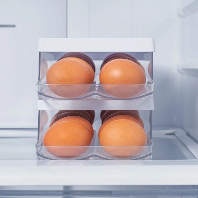 OU Egg Holder for Fridge, BPA Free Rolling Egg Organizer for Refrigerator Organization, Clear Stackable Container for Kitchen Organizers and Storage — фото 5