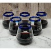 Dos Sueños Mexican Hand Blown  Stemless Wine Glasses - Blue Rim - 15oz - Set of 6 - 2 of 4