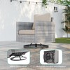 Sonkuki 8-Piece Patio Conversation Set, Outdoor Furniture Set with 4 Rattan Swivel Rocking Chairs, Side Table, Ottoman and Navy Blue Cushion - 3 of 4