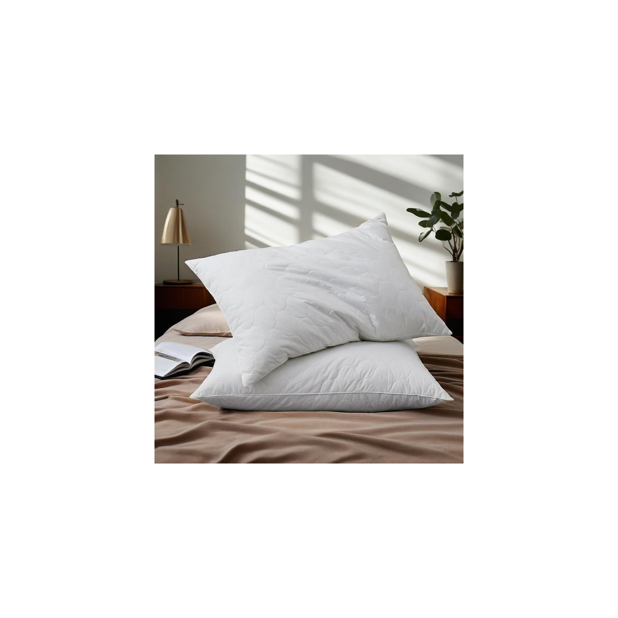 Peace Nest Goose Feather Down Pillow White Quilted Cotton Cover Set of 2, WaterDrop, Standard/Queen