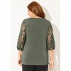 Catherines Women's Plus Size Eyelet Sleeve V-Neck Top - 3 of 4