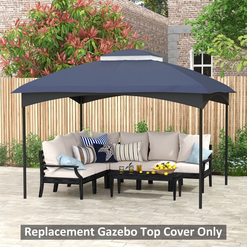 Outsunny 10' x 12' Gazebo Canopy Replacement, 2-Tier Outdoor Gazebo Cover Top Roof with Drainage Holes, (TOP ONLY), Dark Blue, 3 of 7