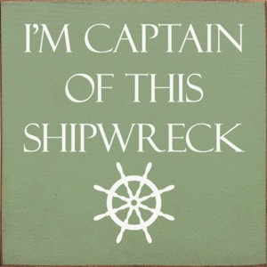 Slickblue Captain of This Shipwreck Wood Sign, Pine Material, Wall or Shelf Decor, Rustic Style, 7x7 Inches, Colors - 1 of 3