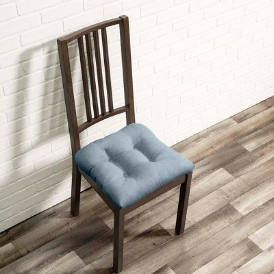 Ellis Solid Color Poly Cotton Duck Fabric Non-Skid Chair Pad in Dusty, Blue
