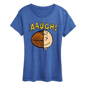 Women's - Peanuts - C Brown Half Football Head Short Sleeve Graphic T-Shirt - 1 of 4