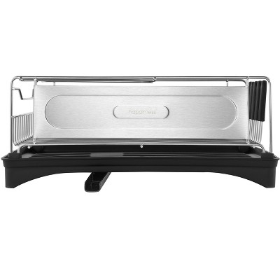 Compact 18.25" Stainless Steel 2-Tier Dish Drying Rack with Utensil Holder