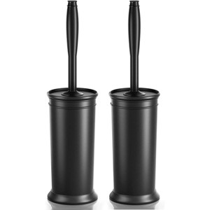 2-Pack Extra Long Toilet Brush Set with Covered Holders - Deep Cleaning Reach, Space-Saving Design, Ultimate Value for Bathrooms - 1 of 4