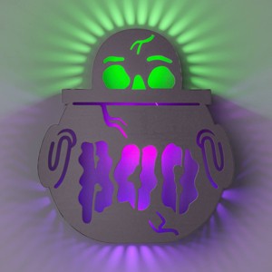 12" LED Cauldron with Boo Backlit Sign Halloween Novelty Silhouette Light Purple/Green - Hyde and EEK! Boutique™ - 1 of 3
