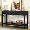 KIGFTSOD Ash Veneer Modern Style Console Table with Drawer and Shelf, Striped Design for Entryway, Corridor, Foyer, Living Room, Study - 2 of 4