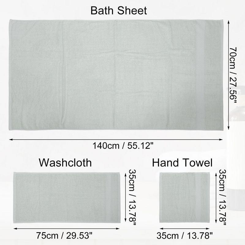 Unique Bargains Soft Absorbent Cotton Bath Towel for Bathroom kitchen Shower Towel 3 Pcs, 4 of 7