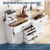 Farmhouse Buffet Cabinet, Sideboard Storage Cabinet with 5 Drawers and Sliding Barn Doors, Wood Coffee Bar Table with Adjustable Shelf - 3 of 4