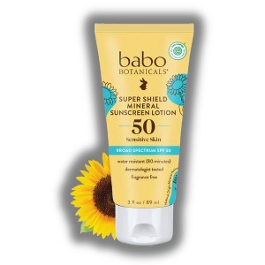 Babo Botanicals Super Shield Mineral Sunscreen Lotion SPF 50 | including sunflower oil and shea butter to moisturize and soothe skin. - (3 oz) - 1 of 2