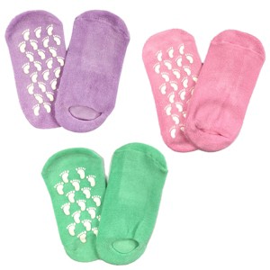 Wrapables Women Ankle Length Non-Skid Gripper Socks (Set of 3), Lavender, Hot Pink, Mint - 1 of 4