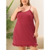 Women's Plus Size Comfort Ruffle Hem Polka Dots Sleeveless Nightgown - Agnes Orinda - 2 of 4