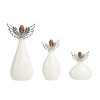Transpac Terracotta 12.25 in. White Christmas Winged Angel Decor Set of 3 - 3 of 4