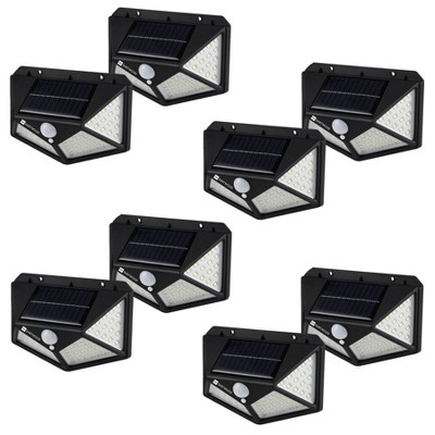 Dartwood Outdoor Solar Lights with Motion Sensor, 100 LED, 450 Lumens Bright Weatherproof Wall Spotlight for Gardens Porches Walkways Patios (8 Pack)