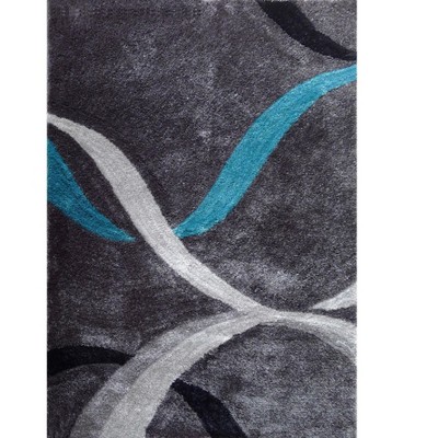 HomeRoots 5' X 7' Gray and Silver Shag Hand Tufted Area Rug