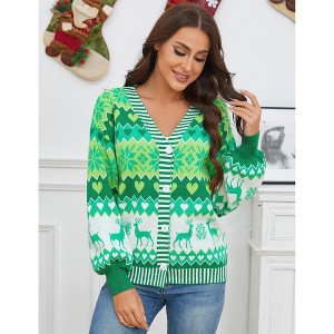 Women's Christmas Cardigan - Festive Knit Open Front Sweater with Holiday Patterns, Soft Long Sleeve Cozy Wrap for Xmas Party - 1 of 4