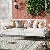 VisioGear Wood Patio Swing Bed Modern Porch Swing Hanging Bed Frame with Hemp Ropes for Garden, Backyard, White, 85.4"*41.5"*27.9" - 4 of 4