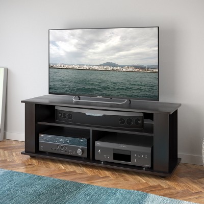 Ravenwood Black Engineered Wood TV Stand with Open Shelves for 55" TVs