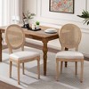 QingMoon French Style Dining Chairs Set of 2, Linen Fabric Kitchen Chairs, Farmhouse Country Accent Chairs with Rattan Back for Dining Room - 2 of 4