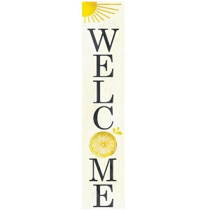 HomeRoots 48" White And Yellow Solid Wood Welcome Porch Sign - 1 of 4