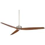 62" Casa Vieja Modern Industrial 3 Blade Indoor Outdoor Ceiling Fan with Remote Control Brushed Steel Dark Walnut Wood Damp Rated for Patio Exterior