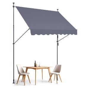 VEVOR 98 x 47" Patio Awning Retractable, Awning Sunshade Shelter with Manual Crank Handle, Adjustable Height from 86 to 122 in, Dark Gray - 1 of 4
