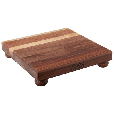 John Boos Cutting Board for Kitchen, 1.5 Inches Thick Edge Grain Square Boos Chopping Block with Wooden Bun Feet