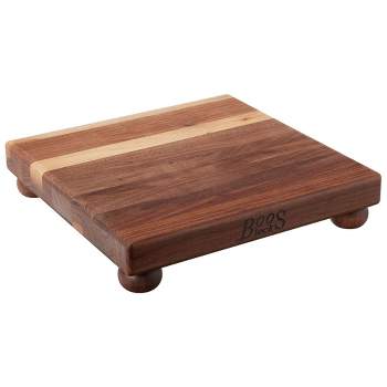 John Boos Boos Block B Series Square Wood Cutting Board with Feet, 1.5-Inch Thickness, 12" x 12" x 1 1/2", Walnut