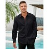 Mens Button Down Linen Shirts Casual Long Sleeve Dress Shirts Regular Fit Cotton - 4 of 4