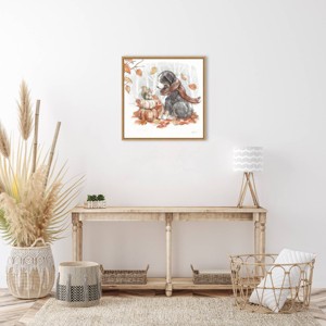 Amanti Art 22"x22" Autumn Dogs III by Mary Urban Framed Canvas Wall Art Print - 1 of 4