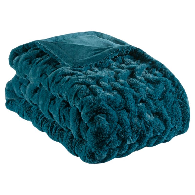 50"x60" Ruched Faux Fur Throw Blanket - Madison Park, 1 of 14