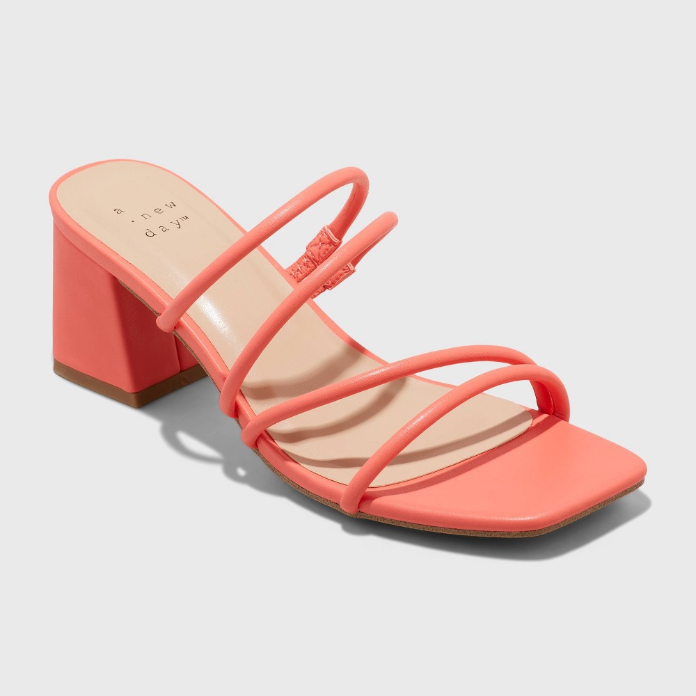 Size 8 Women's Blakely Mule Heels - A New Day™ Coral Orange 
