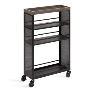 Kate and Laurel Piazza Rectangle Metal Storage Cart, 18x7x30, Gray and Black - 1 of 4