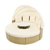 4-Pieces Outdoor Patio Rattan Round Daybed Sunbed with Retractable Canopy and Table - 4 of 4