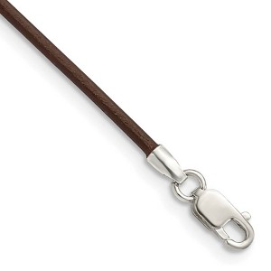 Black Bow Jewelry 1.5mm Brown Leather Cord Chain & Sterling Silver Clasp Necklace - 1 of 4
