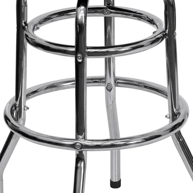 Emma and Oliver Retro Backless Double Ring Chrome Restaurant Dining Barstool, 3 of 11