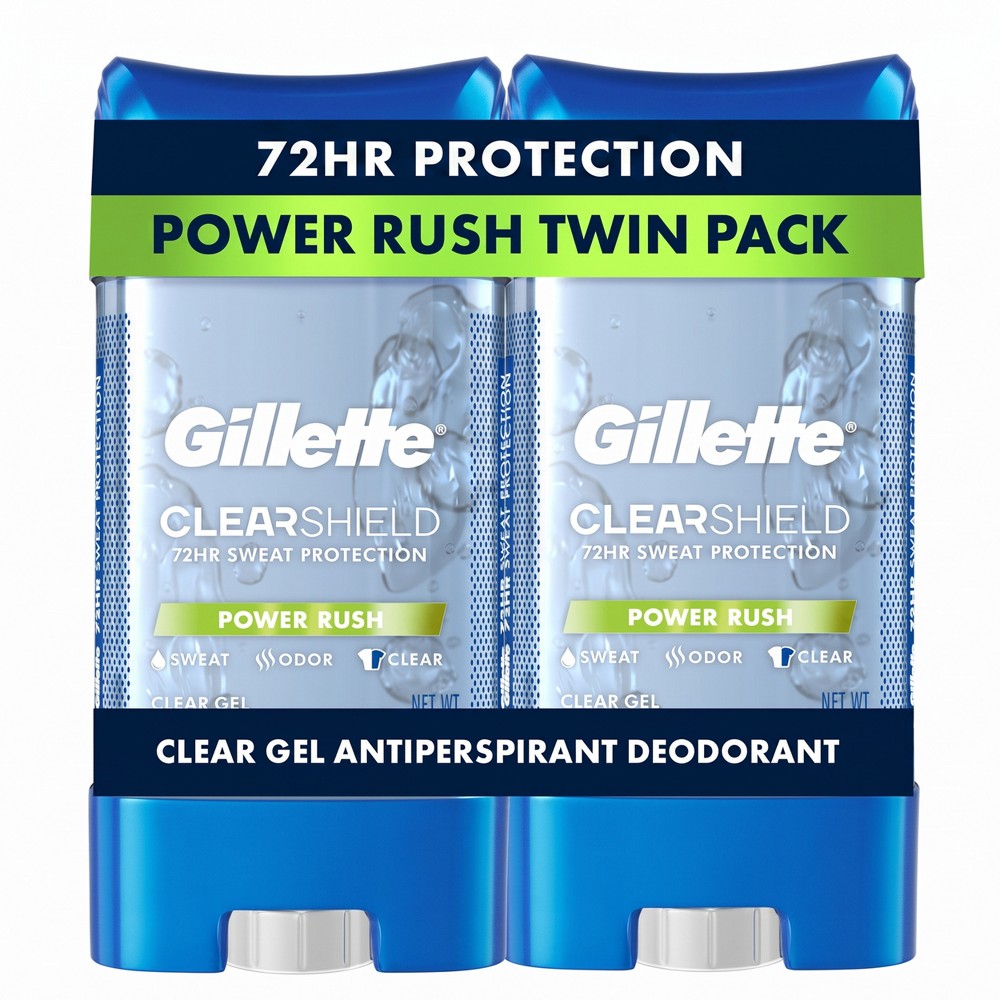 Photos - Deodorant Gillette 72 Hours Sweat Protection Clear Gel Antiperspirant &  for Men Power Rush - 2pk/3.8oz 