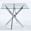 Dexmalle Modern Space Saving Dining Table with cross metal leg and tempered glass - 3 of 4