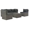 vidaXL 4-Piece Patio Lounge Set - Outdoor Poly Rattan Furniture with Cushions, Weather-Resistant, Easy Assembly - Perfect for Garden, Patio - Gray - 2 of 4